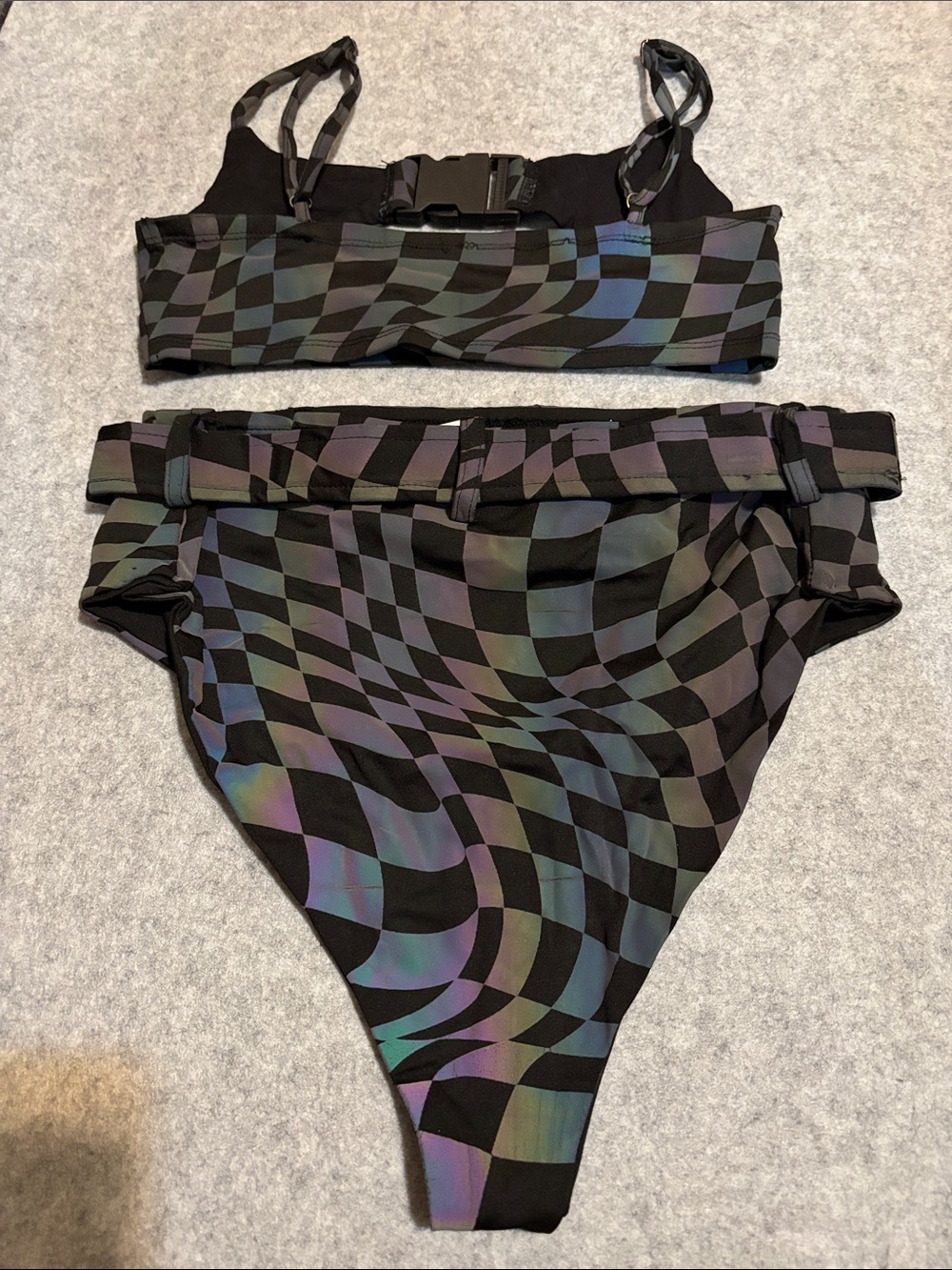 iHeartRaves Rainbow Reflective Checkered Racer Rave Set - Picture 3 of 8